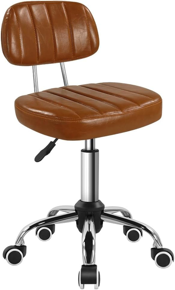Black Square Swivel Stool with Wheel for Work SPA Shop Massage Height-Adjustable and Cost-Effective Rolling Stool Chair with Back