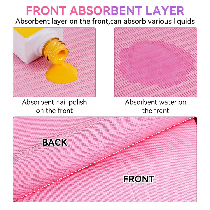 Disposable Nail Mats: 50Pcs Pink Fordable Nail Paper Towels for Table Acrylic Nail Practice Sheet 3 Ply Waterproof Nail Art Table Mats Clean Pads for Salon Manicure Tattoo