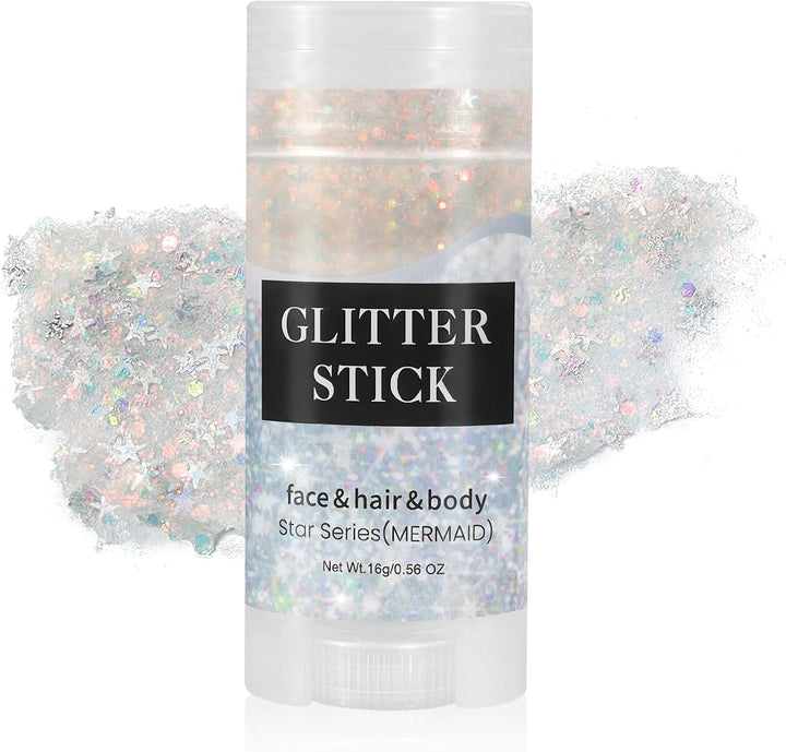 Purple Body Glitter Stick,Singer Concert Outfit Face Glitter Makeup for Women,Hair Glitter Gel for Kids,Festival Rave Pride Accessories,Mermaid Sequins Chunky Glitter Face Paint,0.56Oz