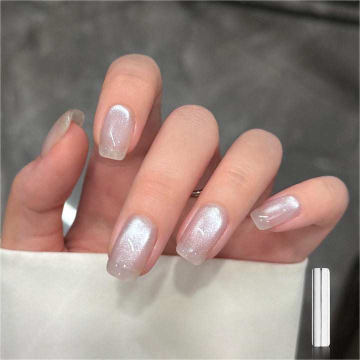 Glassy Cat Eye Gel Nail Polish, 16Ml Glitter Holographic UV Gel Polish with Magnet, Reflective Translucent, 2341 Silvery Moonlight