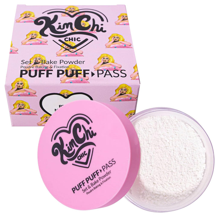 Beauty Puff Puff Pass Set and Bake Setting Powder for Makeup, Extra Fluffy Loose Face Powder Poof, Soft Natural Face Makeup for Uneven Skin Tone, 03 Translucent