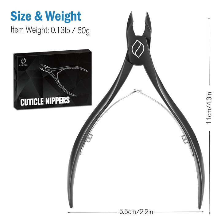 Cuticle Cutters 1/2 Jaw - Professional Stainless Steel Cuticle Clippers Nail Cuticle Remover Tool, Nail Dead Skin Clipper - BLACK