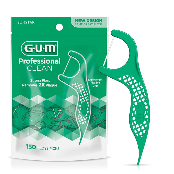 Professional Clean Floss Picks - Extra Strong Shred-Resistant Floss, Easy Grip Handle - Dental Flossers for Adults - Fresh Mint Flavor, 150 Count