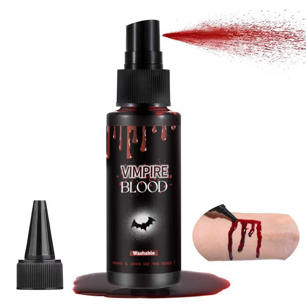 Halloween Fake Blood Spray, Washable Fake Blood Makeup, Halloween Realistic Fake Blood for Face Body Paint, Perfect for Vampire Makeup, Clown & Sfx & Cosplay & Zombie Make Up, 1 Pack