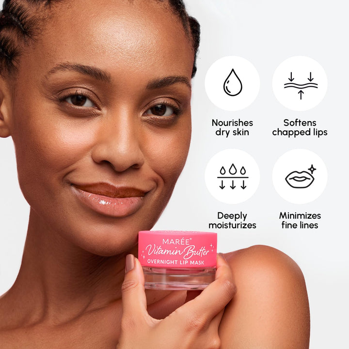 Lip Mask Overnight - Lip Moisturizer for Very Dry Lips - Hydrating Lip Butter Balm with Hyaluronic Acid & Collagen - Overnight Lip Treatment - Lip Sleeping Mask Repair - Hidratante De Labios