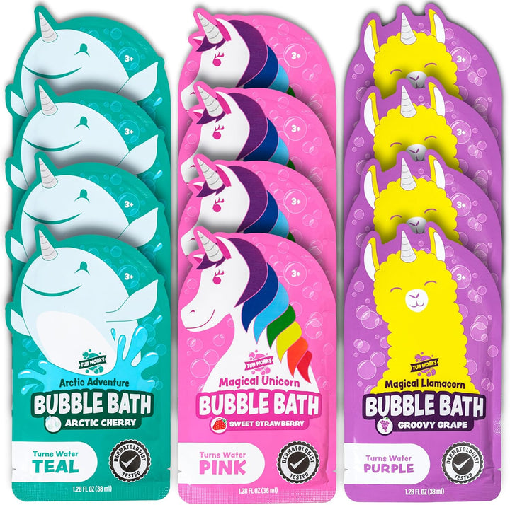 ® Magical Kids Bubble Bath, Variety 12 Pack | Creates Colorful Water & Tons of Foam Bath Bubbles | Nontoxic | Character-Themed Bubble Bath for Kids | Pink, Purple & Teal Bath Colors