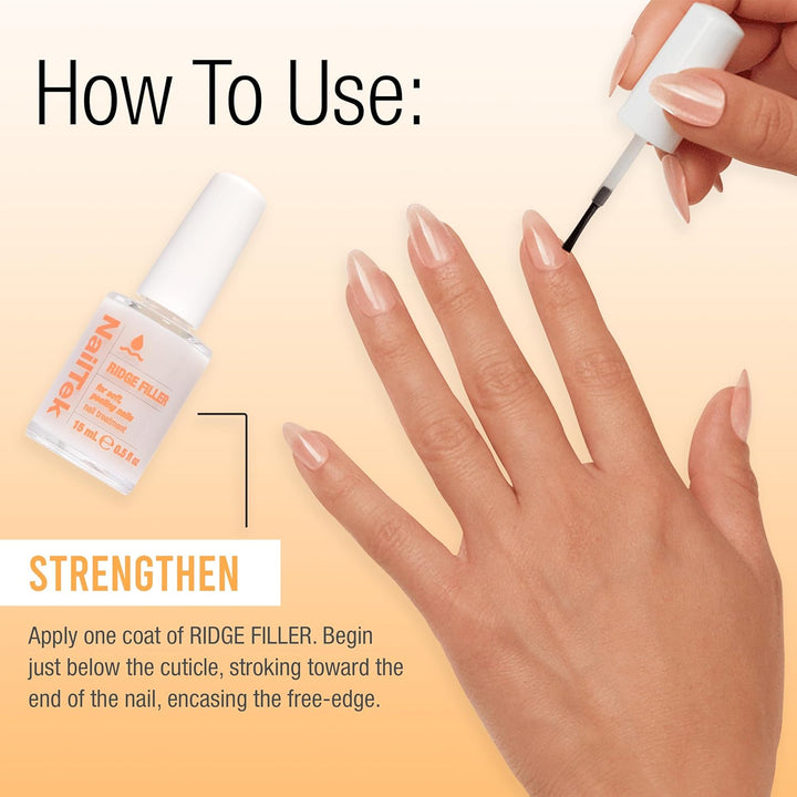Ridge Filler Formula 2 – Clear Ridge Filler for Nails Base Coat, Nail Strengthener Polish for Soft & Peeling Nails, 0.5 Fl Oz