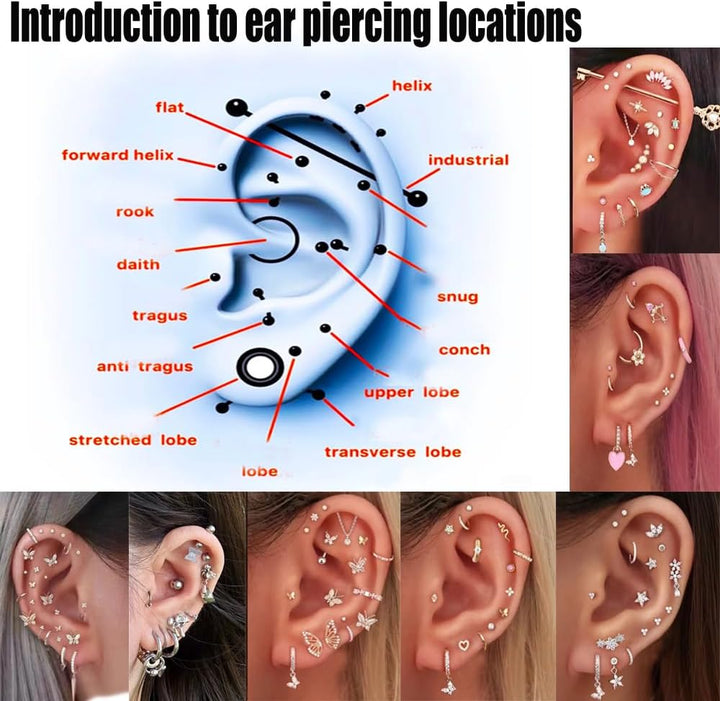 Ear Piercing Kit, 2 Pcs Disposable Ear Piercing Gun with Preloaded Ear Stud, at Home Self Ear Piercing Gun Kit