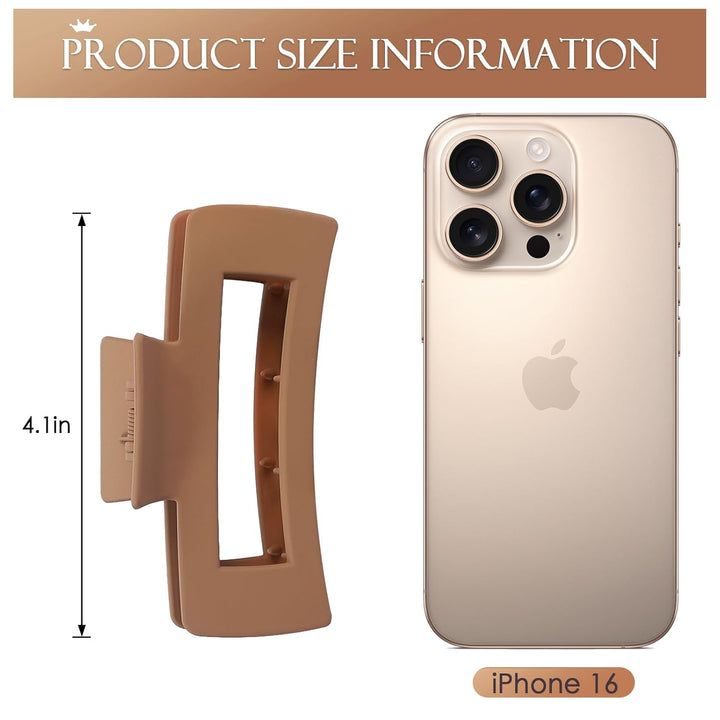 8 Pcs Large Hair Claw Clips 4.1 Inch Non-Slip Big Square Matte Claws for Women, Strong Hold Banana Clips for Thick Thin Hair