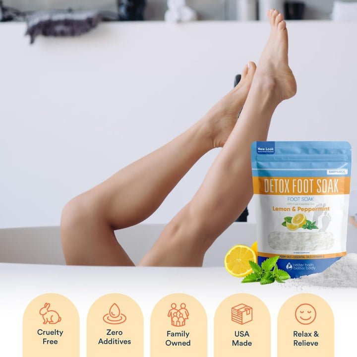 Detox Foot Soak (2 Lbs) Epsom Salt Foot Soak with Lemon & Peppermint Essential Oils