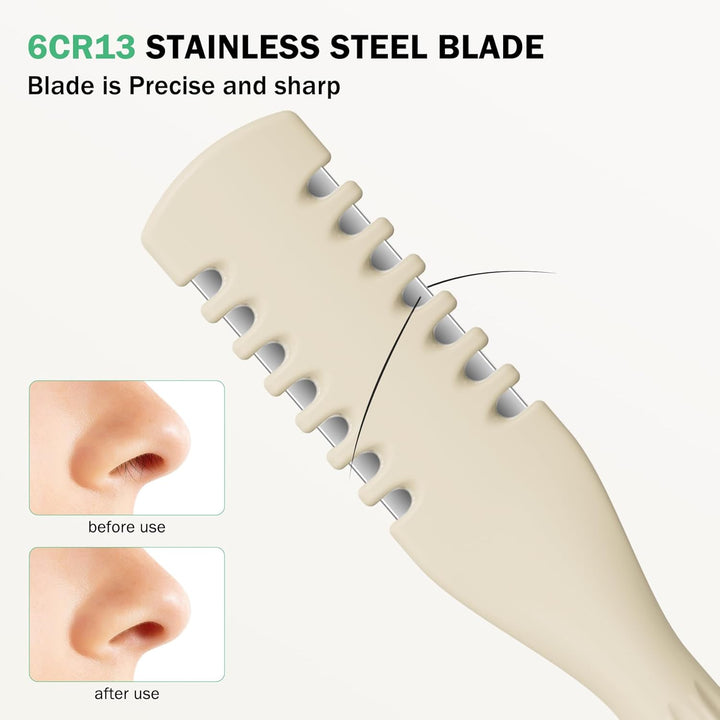 Manual Nose Hair Trimmer (Pack of 4) - Rotating Nasal Hair Razor Cutter with Ear Picker for Women and Men - Portable Nostril Hair Remover Tools