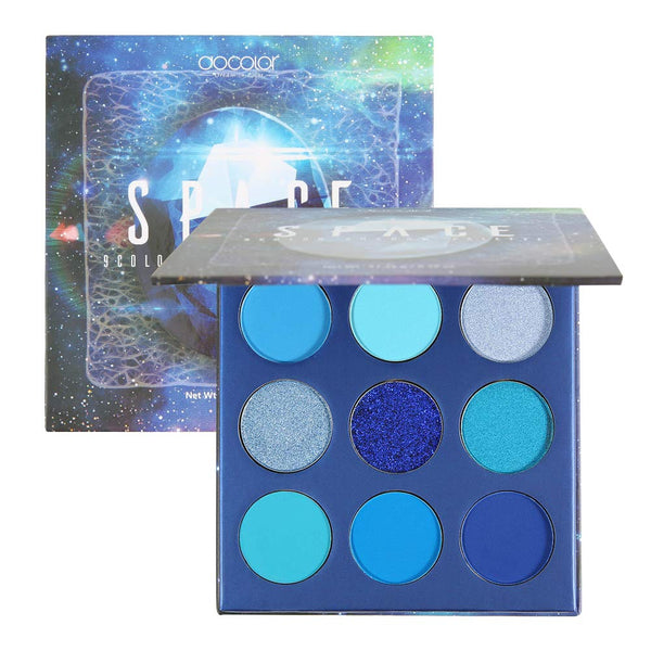 Eyeshadow Palette 9 Colors Blue Eyeshadow Gemstone Shadow Palette Highly Pigmented Mattes Shimmers Smokey Glitter Cream Colorful Powder Blendable Long Lasting Waterproof Makeup Palette