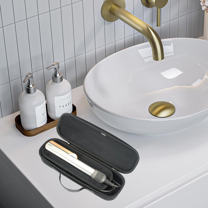 Hard Storage Case Compatible with Dyson Airstrait Straightener, Travel Carrying Bag. (Case Only). - Black(Black Lining)