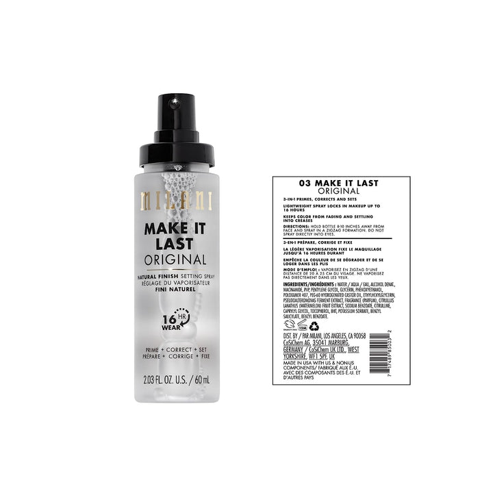 Setting Spray + Primer, Make It Last Original - Natural Finish with Niacinamide for Hydration, Setting Spray for Makeup and Face Primer, 3-In-1 Prime + Hydrate + Set, 2.03 Fl. Oz