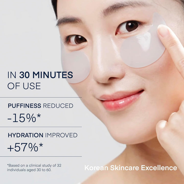 under Eye Patches for Dark Circles - 60 Korean Hydrogel Masks for Puffiness, Bags with Caffeine, Hyaluronic Acid, Niacinamide - Undereye Brightening, Hydrating, Anti-Wrinkle & Cooling