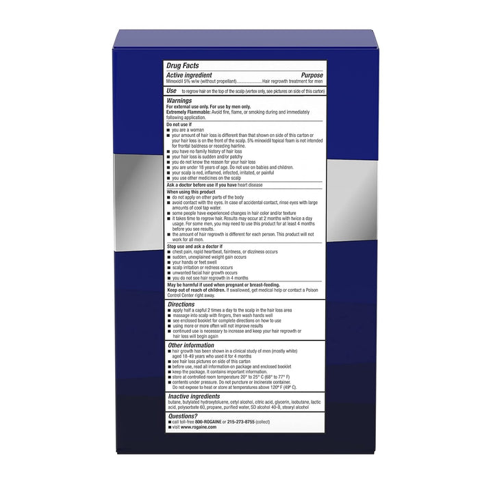 Men’S  5% Minoxidil for Men Foam, Clinically Proven Regrowth for Thinning Hair, Topical Hair Loss Treatment, Unscented Topical Aerosol, Results in 8–16 Weeks, 3-Month Supply, 3 X 2.11 Oz