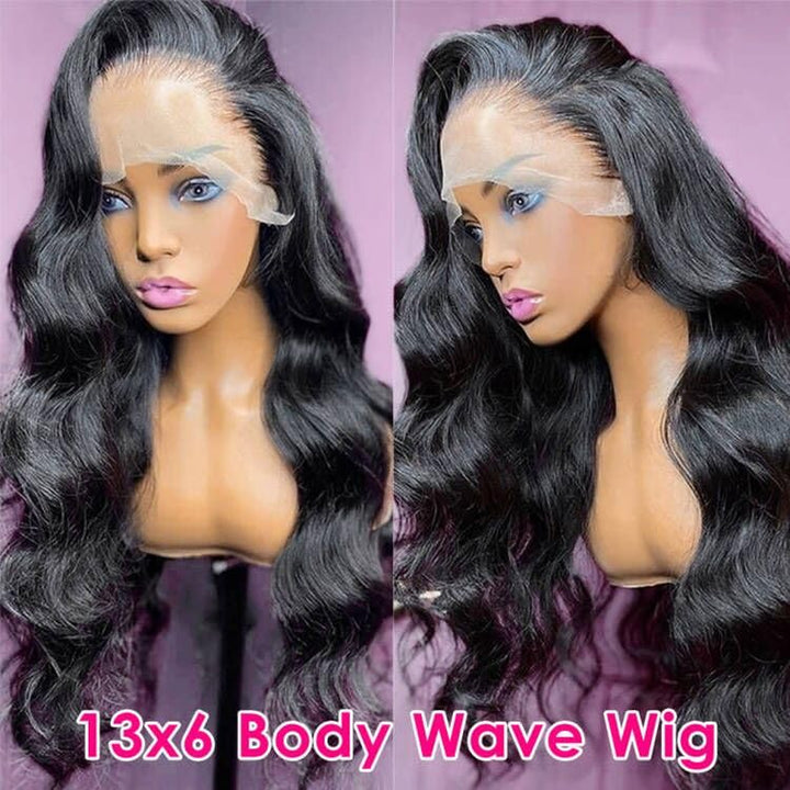 13X6 Body Wave Transparent Lace Front Wigs Human Hair Pre Plucked 180 Density HD Lace Frontal 9A Glueless Wigs with Baby Hair for Women 26Inch