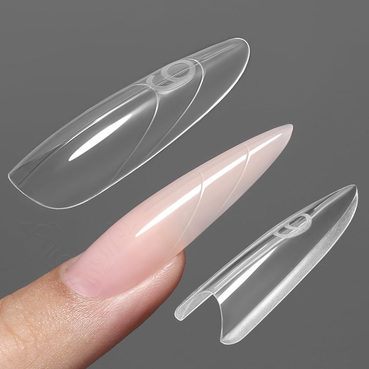 Original Sandwich Nails Dual Forms - 240Pcs Long Coffin Nail Mold for Quick Nails Extension, No Paper Forms Needed, 15 Sizes Plastic Form, Salon Nail Art Tools