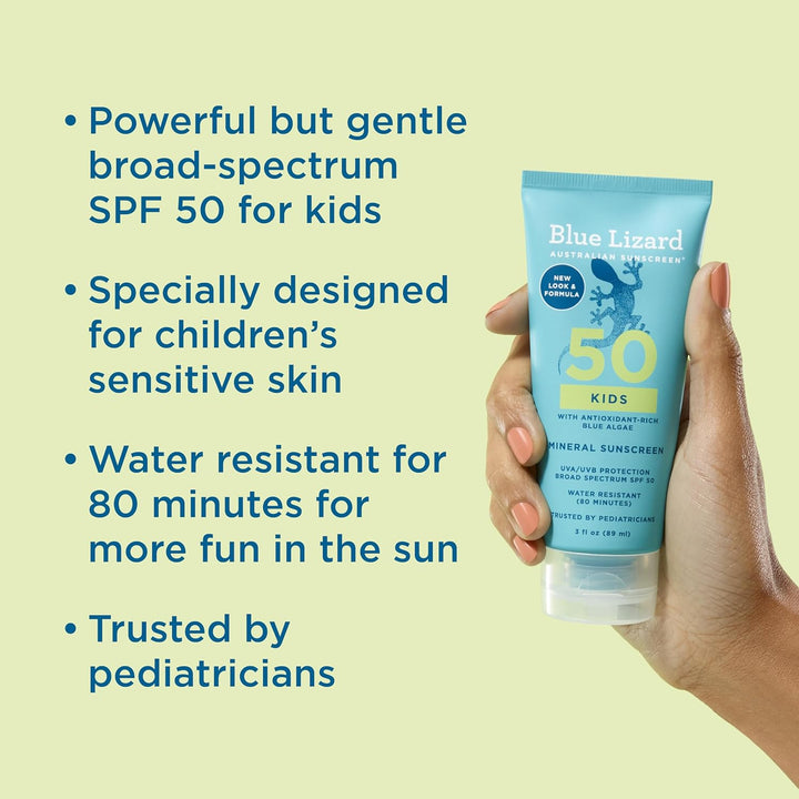 Kids Mineral SPF 50 Sunscreen Lotion, 100% Mineral, Children’S Sunscreen, Water-Resistant Formula, Paraben-Free, Fragrance-Free, 3 Fl Oz