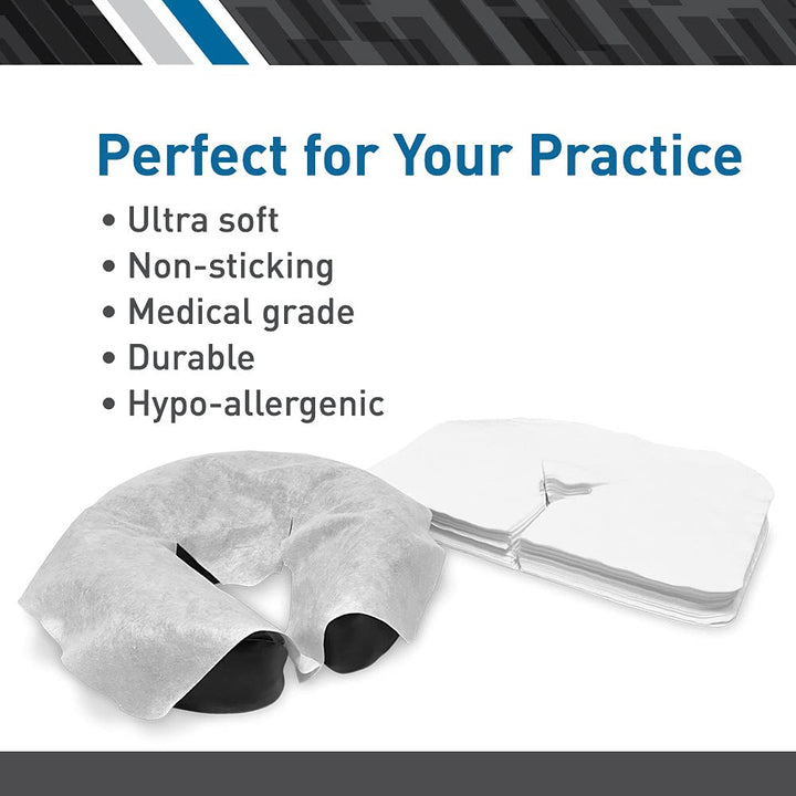 Disposable Face Cradle Covers - 1 Pack of 100 Sheets - Medical-Grade, Ultra Soft, Luxurious, Non-Sticking Massage Face Covers/Headrest Covers for Massage Tables & Massage Chairs