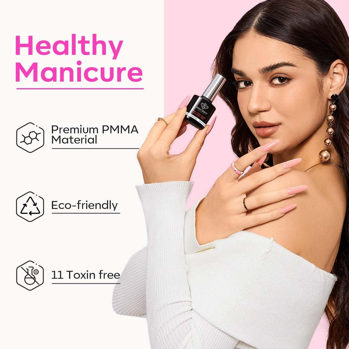 Gel Nail Kit, Fake Nails Long Coffin, 9-In-One Glue Prep Dehydrator & Portable Mini U V Light Acrylic Clipper, 500Pcs Coffin Tips for Extension Kit DIY Salon Home Gifts for Women