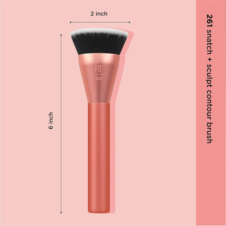 Snatch + Sculpt Contour Makeup Brush, for Liquid & Cream Contour & Bronzer, Flat Top & Oval Head for Blending & Buffing, Dense, Synthetic Bristles, Vegan & Cruelty Free, 1 Count