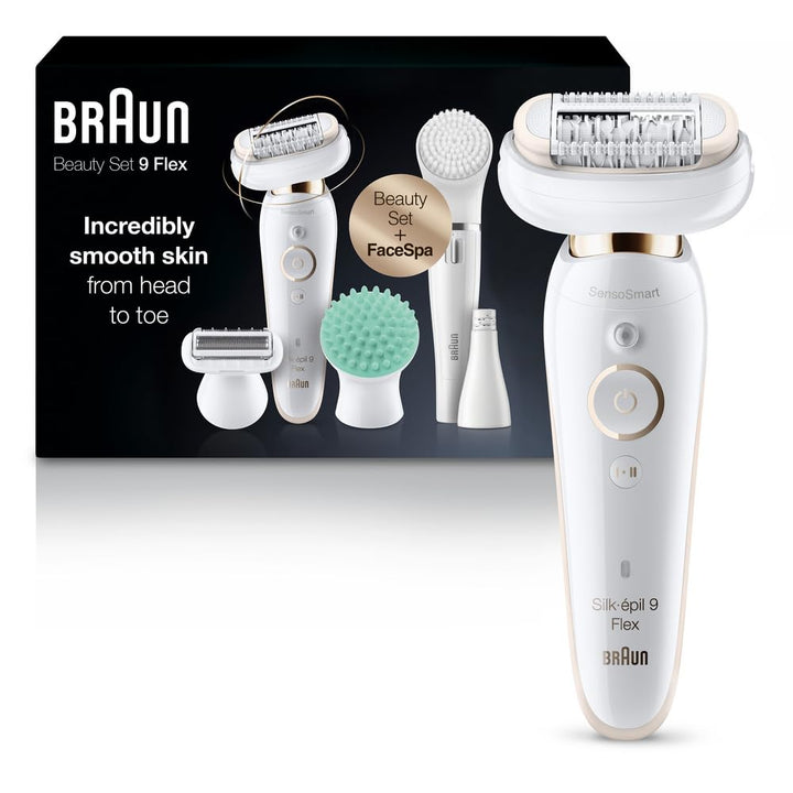 Epilator Silk-Épil 9, Hair Removal Device, Women Shaver & Trimmer, Pivoting Head, Wet and Dry Epilator, Includes Shaver Head and Trimmer Comb, SES9-030