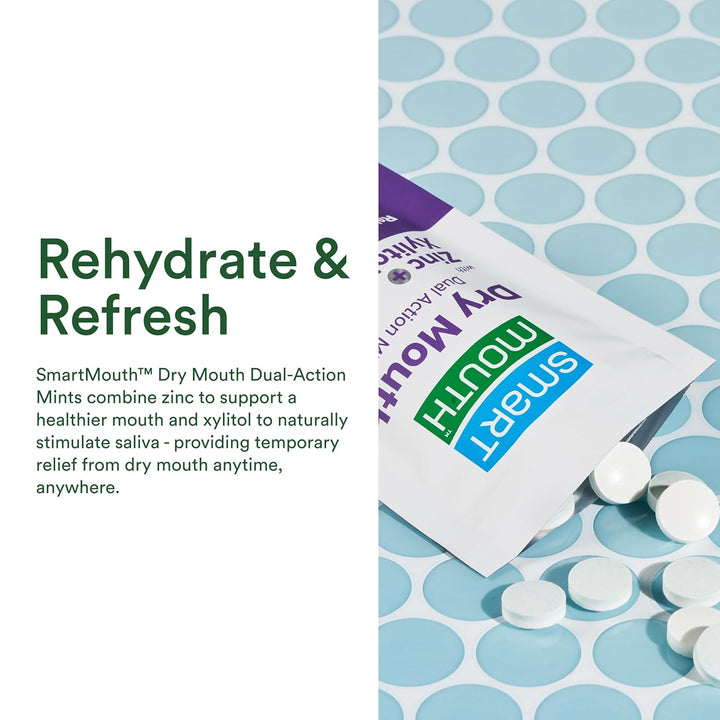 Dry Mouth Dual-Action Mints - Sugar-Free Breath Mints - 50 Count, 3 Pack, Mellow Mint