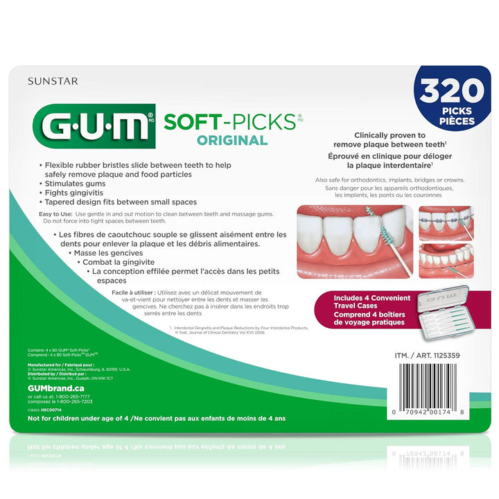 Soft-Picks Original, Easy to Use Dental Picks for Teeth Cleaning and  Health, Disposable Interdental Brushes with Convenient Carry Case, Dentist Recommended Dental Picks, 320Ct