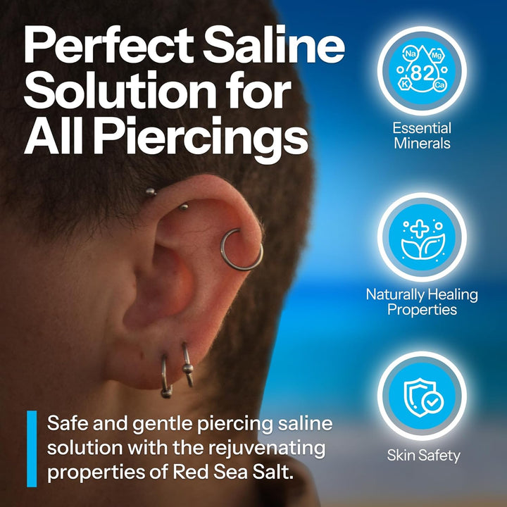 Piercing Aftercare Spray and Keloid Bump Removal– Sea Salt Spray for Body and Facial Piercings – Ear, Nose, Navel, Oral & Body Piercing Cleaner, Aftercare Solution for New Piercings– 4Oz