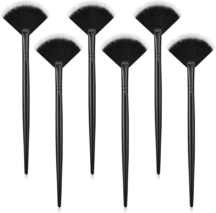 6 Pieces Fan Mask Brushes Soft Fan Facial Mask Applicator Tools Brush Makeup Brushes Cosmetic Tools with Handle for Makeup Women(White Hair)