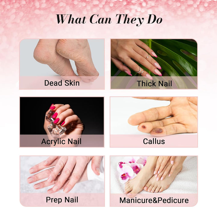 50 Pcs Nail Drill Bits Small Sanding Bands with 3.1Mm Mandrel Bit, 180 Fine Grit Nail File for Acrylic Nails Gel Manicures and Pedicure, Pink