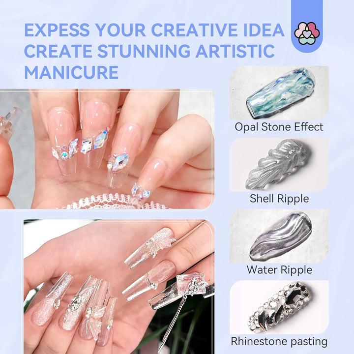 Builder Nail Gel Kit - 60G Clear Nail Extension Gel Set Nail Strengthen Nail Art Manicure Set with 100PCS Nail Forms and Acrylic Nail Brush for Beginners