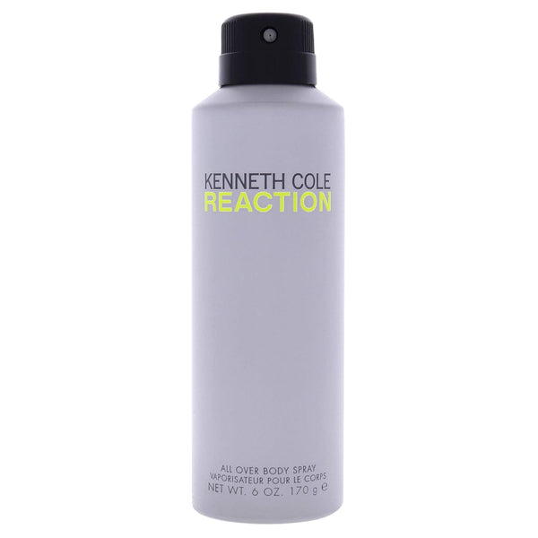 Kenneth Cole Reaction All over Body Spray for Men, Notes of Juicy Lime, Crisp Green Apple, Patchouli, Citrus Green Woody Fragrance, Fresh & Energetic Scent, 6 Oz