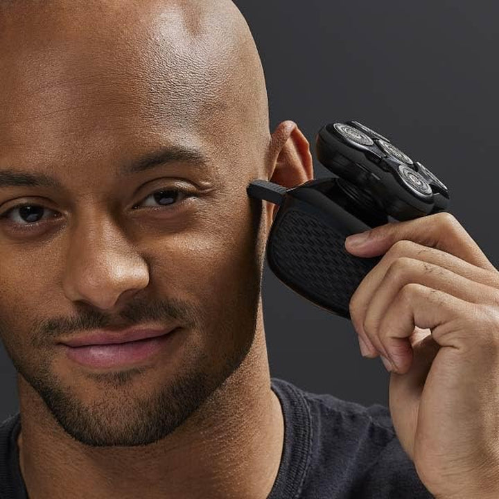 XR7000 Balder Pro Rotary Shaver Rechargeable Waterproof Electric Razor for Men Cordless Lithium Power 5 Dual Track Flexing Heads and Pop-Up Trimmer Black