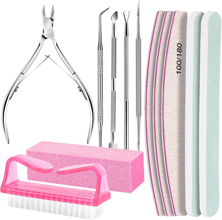 Nail Care Kit, Nail Files 100/180, Nail Tools, Nail Buffer Block, Cuticle Nippers, Cuticle Trimmer, Cuticle Pusher, Nail Kit, Pedicure & Manicure Tools, Nail Prep Kit, Manicure Kit for Women