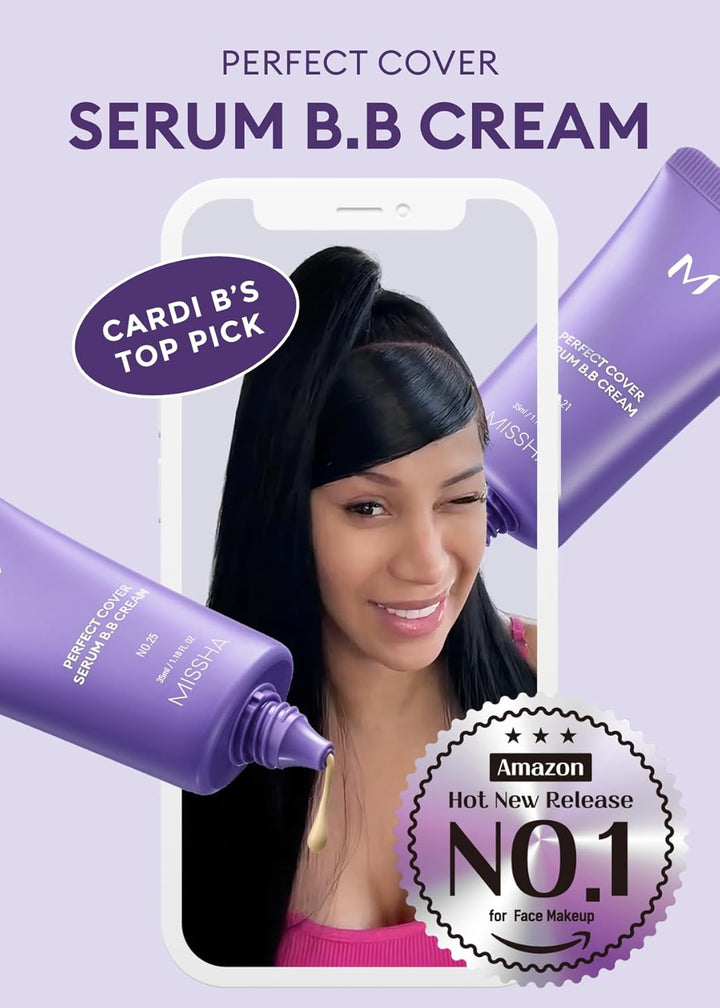 M PERFECT COVER SERUM BB CREAM No.23 Natural Beige-Light/Medium with Cool/Neutral Undertone, BB Cream by Cardi B Pick, Skin Tint, Tinted Moisturizer, Skin Care Foundation Makeup, 1.18 Fl Oz