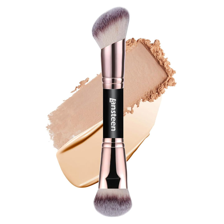 Makeup Brush Set, 4PCS Dual Ended Foundation, Powder, Contour, Concealer, Eye Make up Brushes for Liquid Blending Cream Bronzer, Kabuki Face Brushes Makeup
