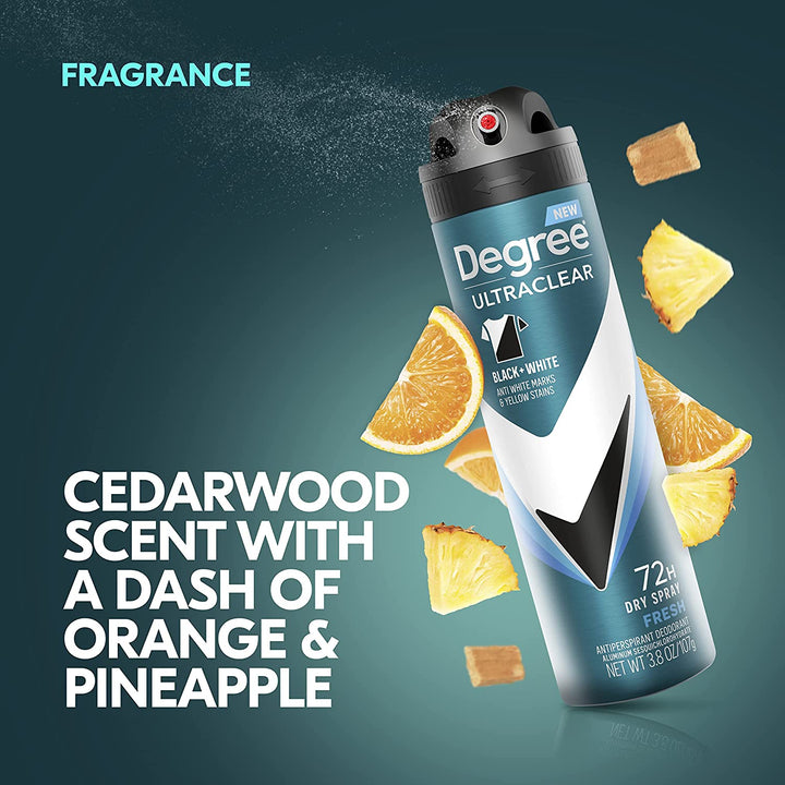 Men Antiperspirant Spray Black + White 3 Count Protects from Deodorant Stains Instantly Dry Spray Deodorant 3.8 Oz