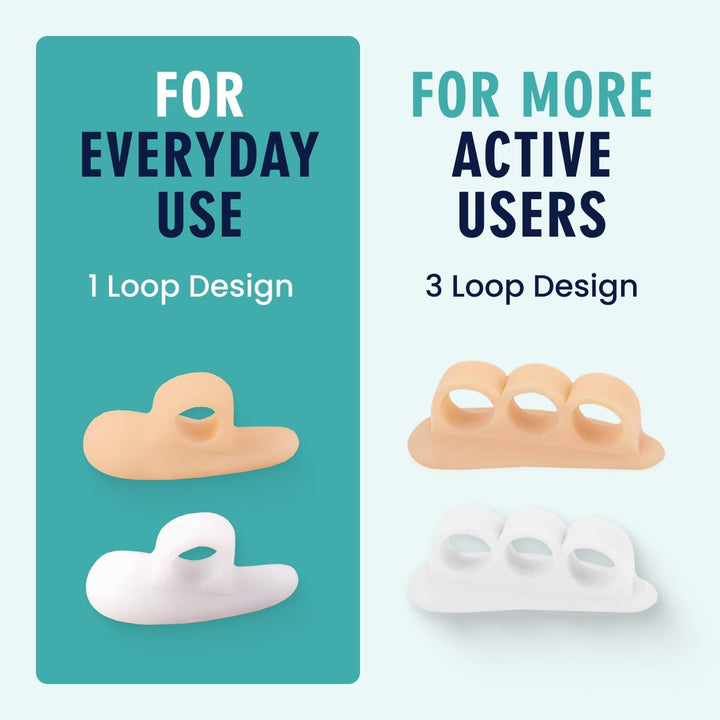 Hammer Toe Gels - 2 Pairs - Hammertoe Support Crest for Women & Men - Cushion & Temporary Splint for Toe Alignment, Crooked Toes, and Pain Relief - White - 1 Loop Design