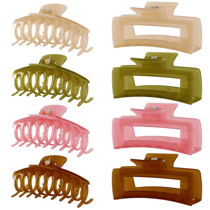 Hair Clips for Women 4.3 Inch Large Hair Claw Clips for Women Thin Thick Curly Hair, Big Matte Banana Clips,Strong Hold Jaw Clips,Neutral Colors