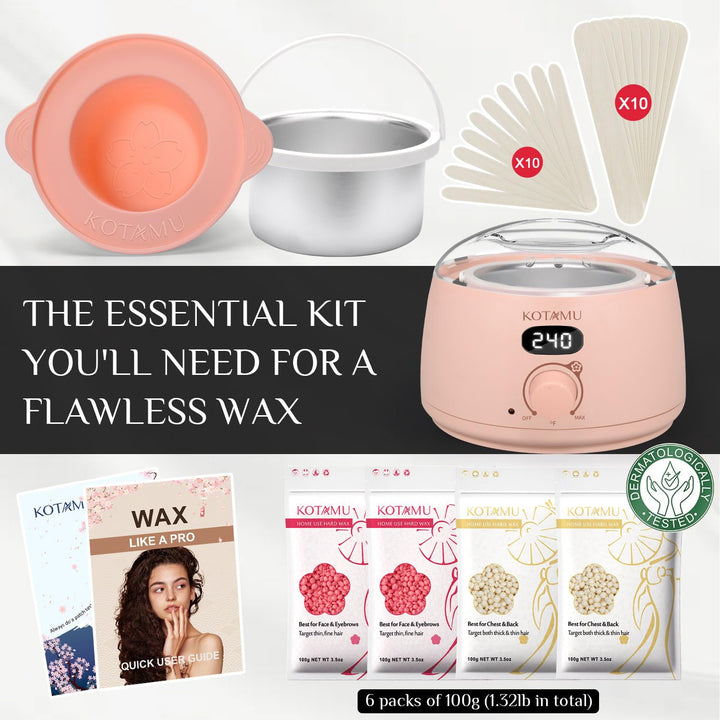 Wax Kit Pink Digital Hair Removal Waxing Kit for Women & Men Hot Wax Warmer Pot for Face, Eyebrow, Body, Brazilian, Bikini, Sensitive Skin Waxing Machine with 25 Accessories for Home Salon