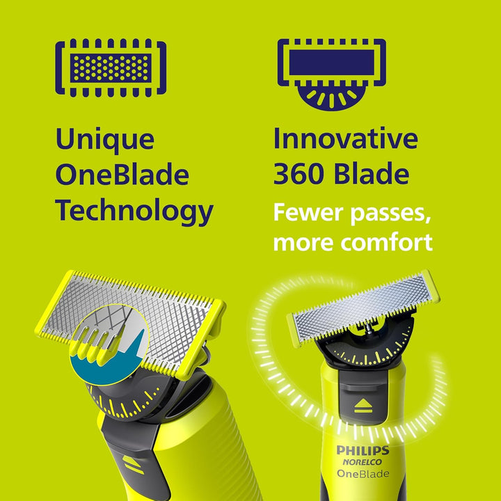 Philips Oneblade 360 with Connectivity Hybrid Face, Electric Beard Trimmer and Shaver, with 360 Blade Technology, 1X360 Blade for Face, 5In1 Adjustable Comb, Model QP4530/90