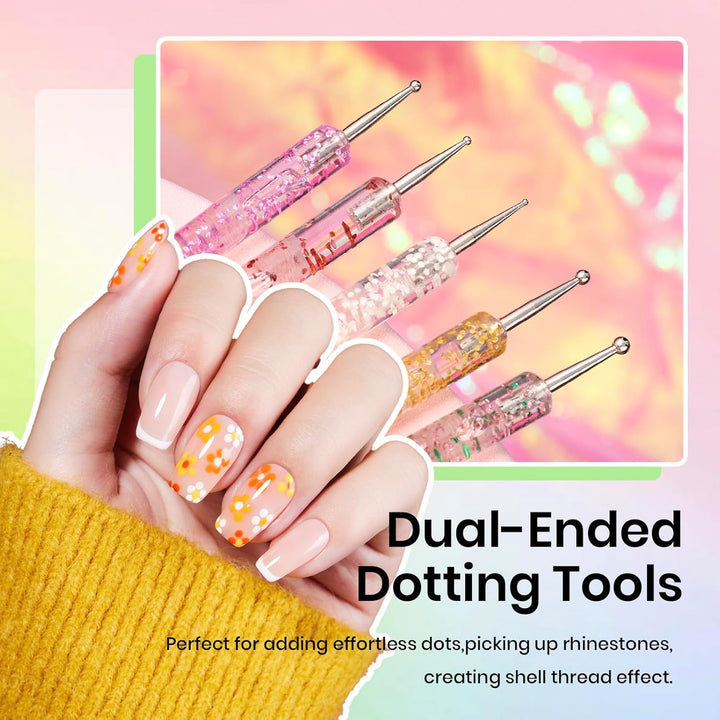 Beetles 31Pcs Nail Art Brushes, Dotting Tools, Nail Art Pens, Dust Brush, Striping Liner Fingernail Drawing Pens with Palette Holder All in One for Starter Manicure Design Set