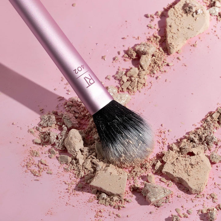 Setting Brush with Ultra Plush Custom Cut Synthetic Bristles and Extended Aluminum Ferrules to Build Coverage