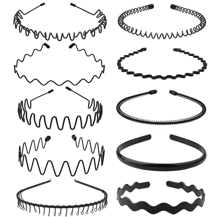 Metal Headbands for Men Fashion Headband for Women, Unisex Wavy Hair Bands Outdoor Sports Head Bands Simple Elastic Non-Slip Hair Accessories (6 Pack)
