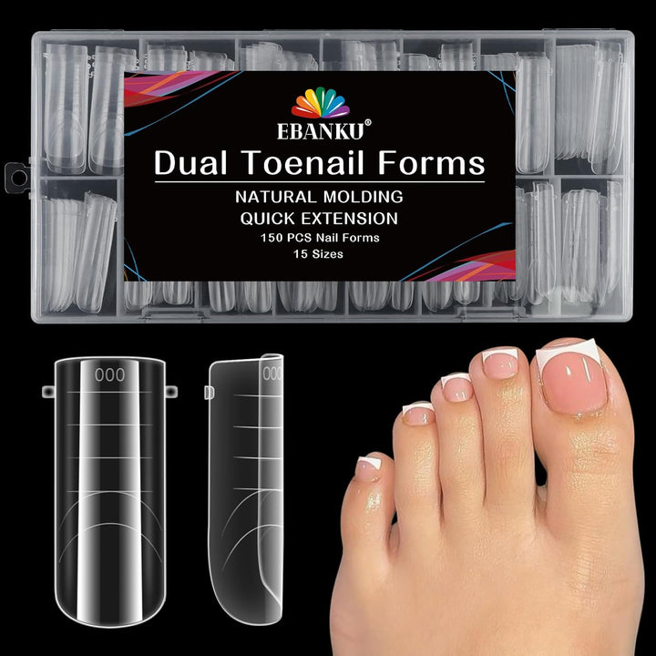 Poly Gel Toenail Kit, Toe Dual Nail Forms Reusable Poly Gel Nail Kit for Toe Nail Extension Gel Press on Toe Nail Tips Poly Gel Toenail Forms for Women Pedicure Tools, 120PCS, 120 Sizes