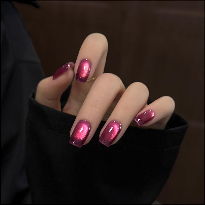 Red Cat Eye Gel Nail Polish, 16Ml Glitter Holographic Nail Polish with Magnet, Reflective Translucent UV Gel, 2907 Ruby Twilight