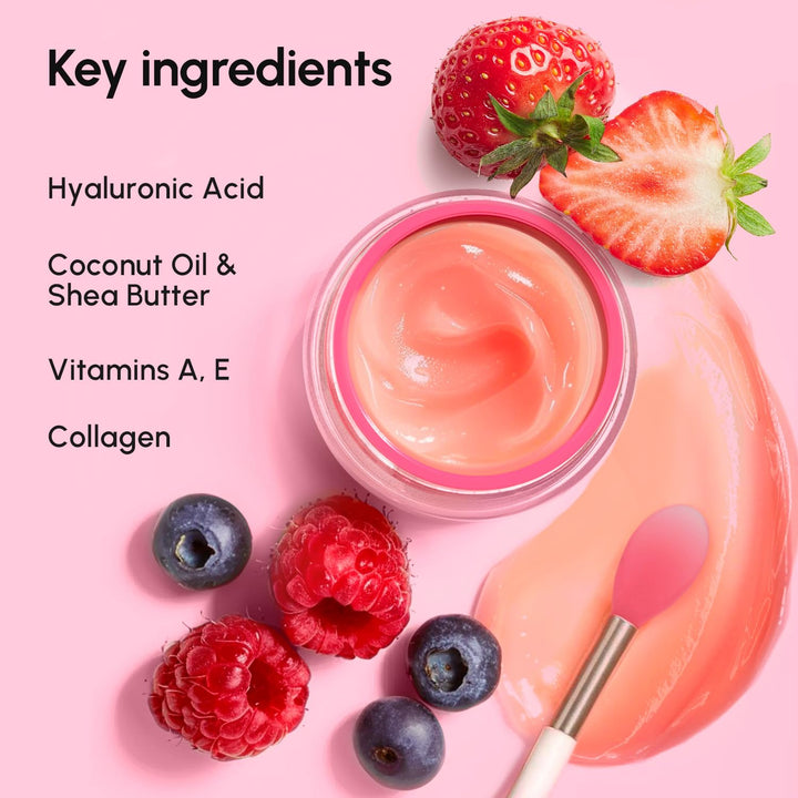 Lip Mask Overnight - Lip Moisturizer for Very Dry Lips - Hydrating Lip Butter Balm with Hyaluronic Acid & Collagen - Overnight Lip Treatment - Lip Sleeping Mask Repair - Hidratante De Labios