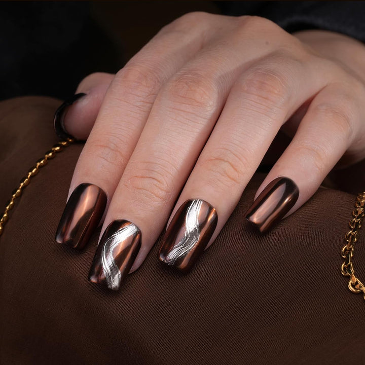 Chrome Nail Powder - Coffee Chocolate Effect Nail Art Mirror Chrome Nail Powder, Brown Metallic Mirror Chrome Powder Pigment for Nail Art Decoration